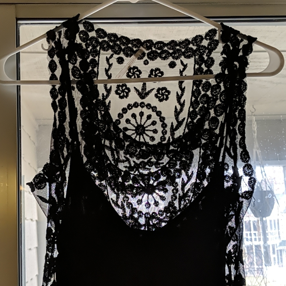 Free people black lace mini dress